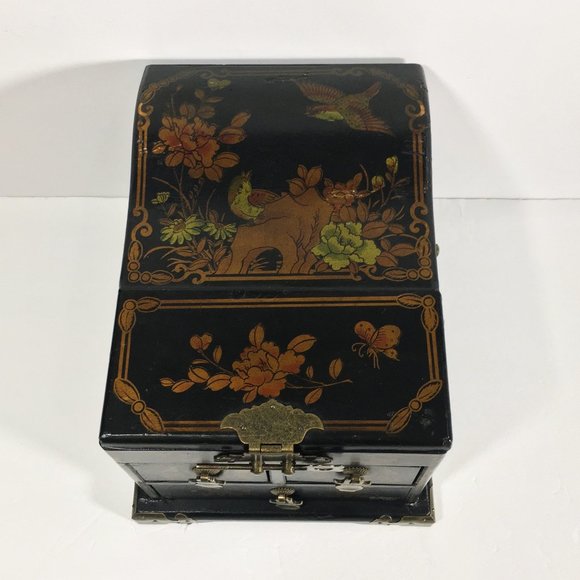 Vintage Desk Lamps Jewelry Wooden Inlay Boxes Trinkets Glass Screening Paravan - Picture 3 of 15